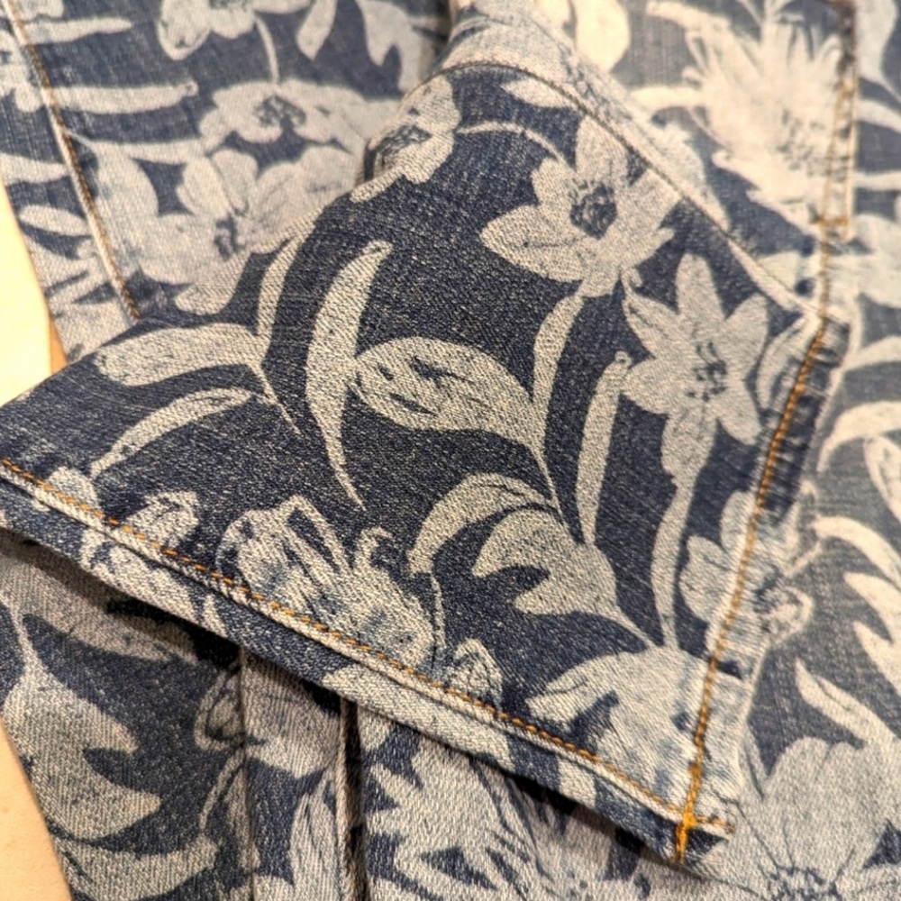 Pilcro Blue floral print Straight Leg Jeans Retro Wash Anthropologie - Picture 10 of 11